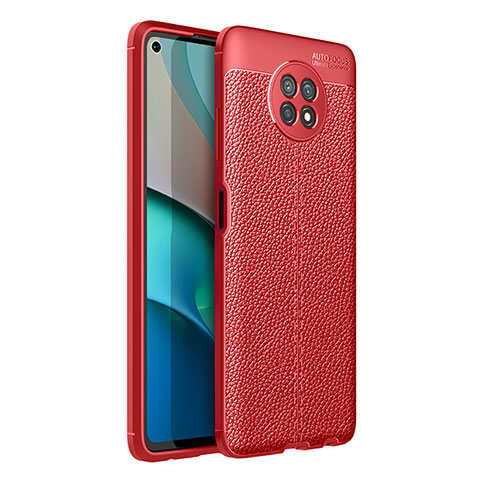 Funda Silicona Goma de Cuero Carcasa para Xiaomi Redmi Note 9 5G Rojo