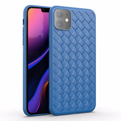 Funda Silicona Goma de Cuero Carcasa S01 para Apple iPhone 11 Azul