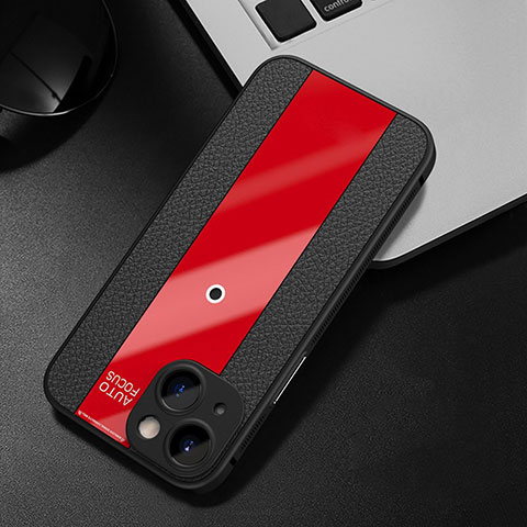 Funda Silicona Goma de Cuero Carcasa S01 para Apple iPhone 13 Mini Rojo