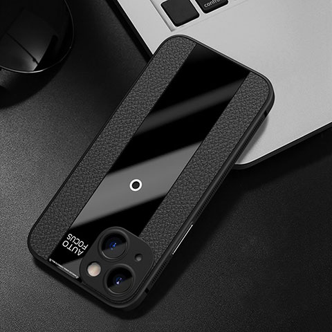 Funda Silicona Goma de Cuero Carcasa S01 para Apple iPhone 13 Negro