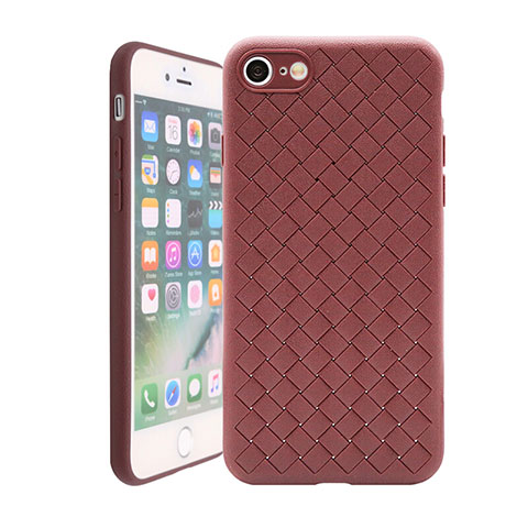 Funda Silicona Goma de Cuero Carcasa S01 para Apple iPhone 7 Marron