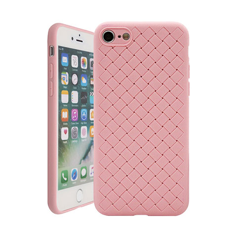 Funda Silicona Goma de Cuero Carcasa S01 para Apple iPhone 7 Oro Rosa