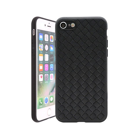 Funda Silicona Goma de Cuero Carcasa S01 para Apple iPhone 8 Negro