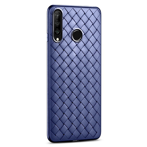 Funda Silicona Goma de Cuero Carcasa S01 para Huawei P30 Lite XL Azul