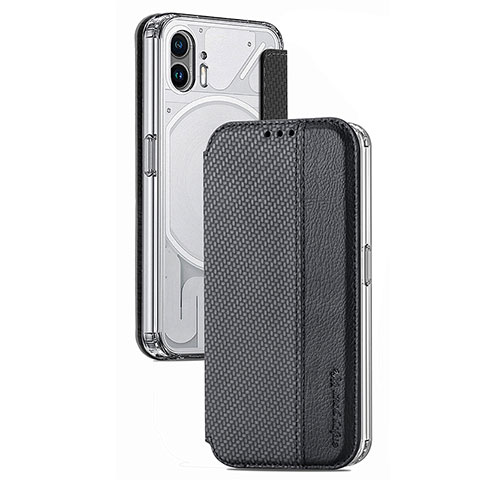 Funda Silicona Goma de Cuero Carcasa S01 para Nothing Phone 2 Negro