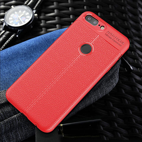 Funda Silicona Goma de Cuero Carcasa S01 para OnePlus 5T A5010 Rojo