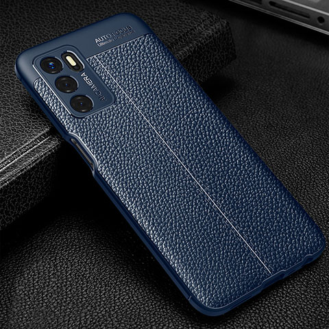 Funda Silicona Goma de Cuero Carcasa S01 para Oppo A16 Azul