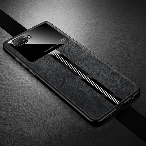 Funda Silicona Goma de Cuero Carcasa S01 para Oppo A5 Negro