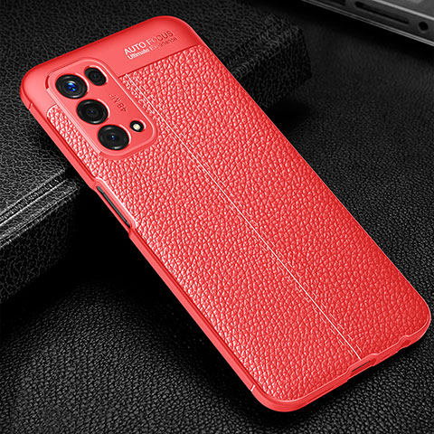 Funda Silicona Goma de Cuero Carcasa S01 para Oppo A54 5G Rojo