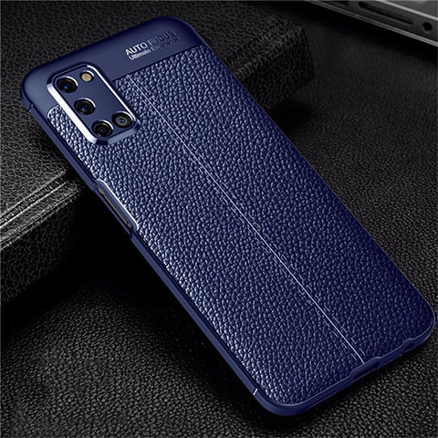 Funda Silicona Goma de Cuero Carcasa S01 para Oppo A72 Azul