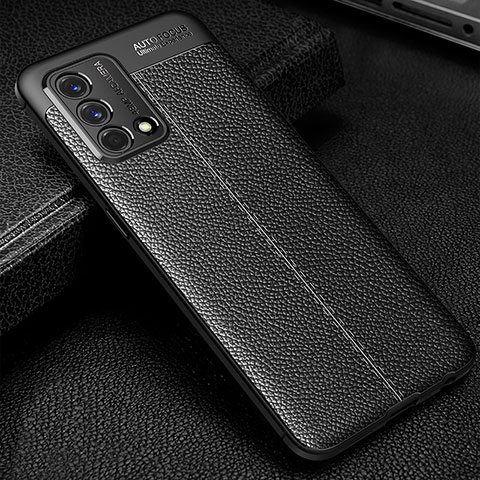 Funda Silicona Goma de Cuero Carcasa S01 para Oppo A74 4G Negro