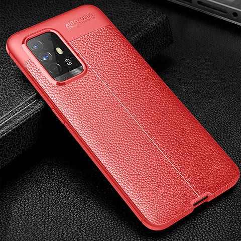 Funda Silicona Goma de Cuero Carcasa S01 para Oppo A94 5G Rojo