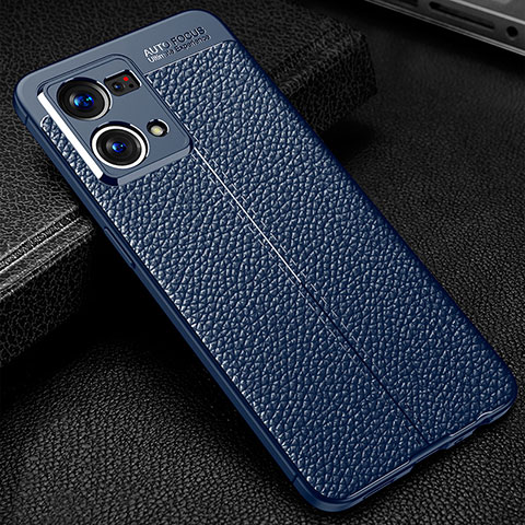 Funda Silicona Goma de Cuero Carcasa S01 para Oppo F21 Pro 4G Azul