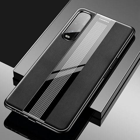 Funda Silicona Goma de Cuero Carcasa S01 para Oppo Find X2 Negro