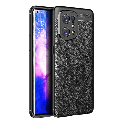 Funda Silicona Goma de Cuero Carcasa S01 para Oppo Find X5 5G Negro