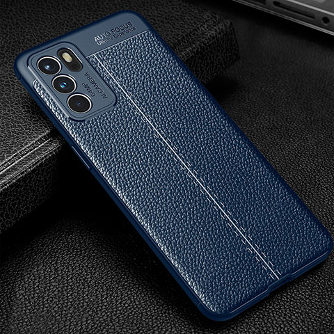 Funda Silicona Goma de Cuero Carcasa S01 para Oppo Reno6 5G Azul