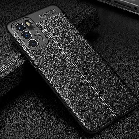 Funda Silicona Goma de Cuero Carcasa S01 para Oppo Reno6 5G Negro