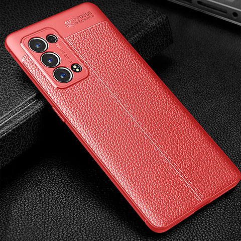 Funda Silicona Goma de Cuero Carcasa S01 para Oppo Reno6 Pro 5G Rojo