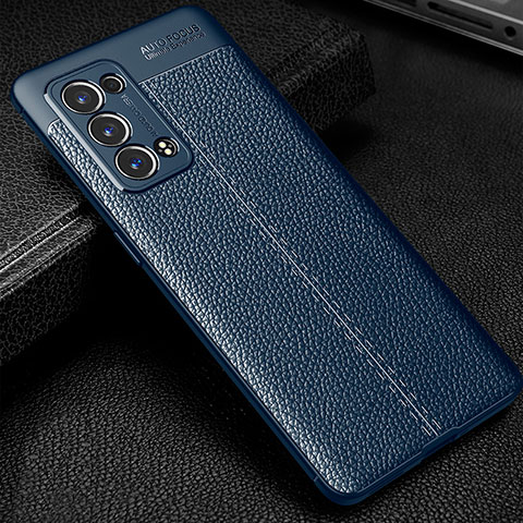 Funda Silicona Goma de Cuero Carcasa S01 para Oppo Reno6 Pro+ Plus 5G Azul