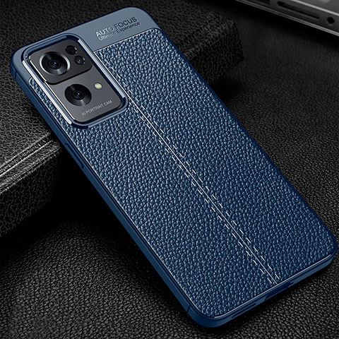 Funda Silicona Goma de Cuero Carcasa S01 para Oppo Reno7 Pro 5G Azul