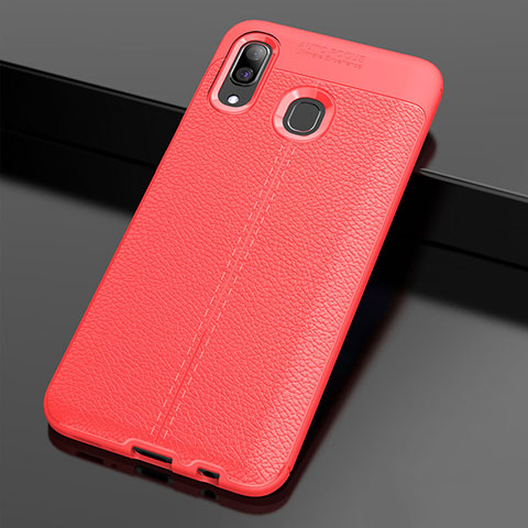 Funda Silicona Goma de Cuero Carcasa S01 para Samsung Galaxy A20 Rojo