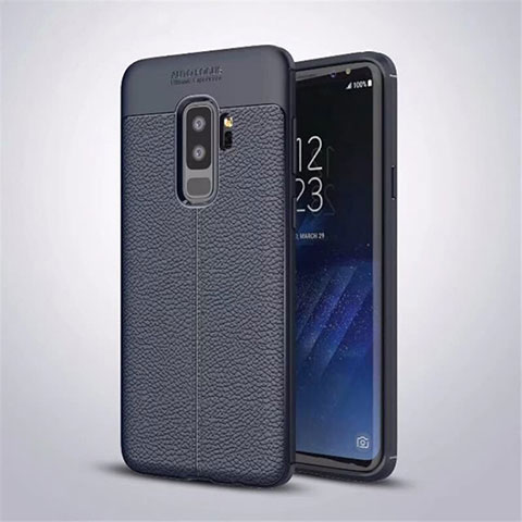 Funda Silicona Goma de Cuero Carcasa S01 para Samsung Galaxy S9 Plus Azul