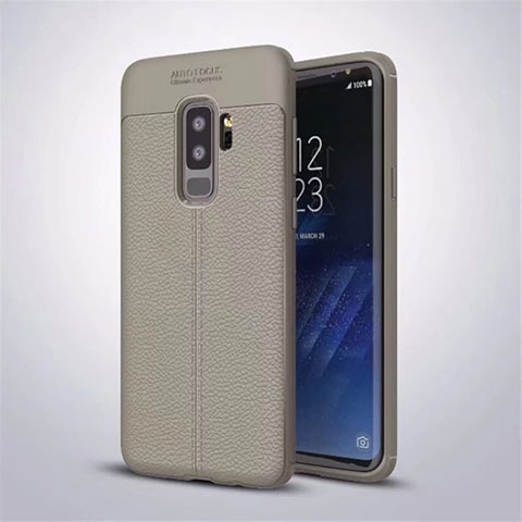 Funda Silicona Goma de Cuero Carcasa S01 para Samsung Galaxy S9 Plus Gris