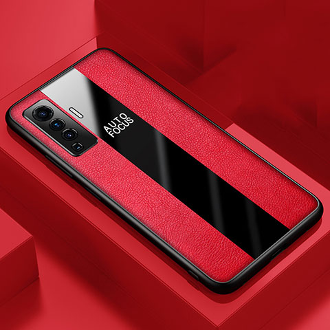 Funda Silicona Goma de Cuero Carcasa S01 para Vivo X50 5G Rojo