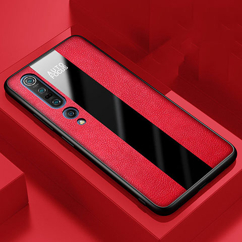 Funda Silicona Goma de Cuero Carcasa S01 para Xiaomi Mi 10 Pro Rojo