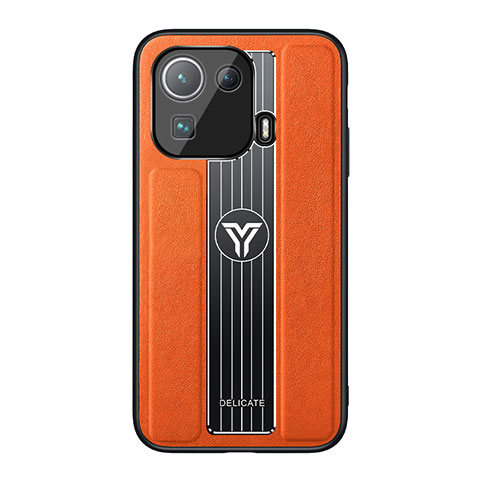 Funda Silicona Goma de Cuero Carcasa S01 para Xiaomi Mi 11 Pro 5G Naranja