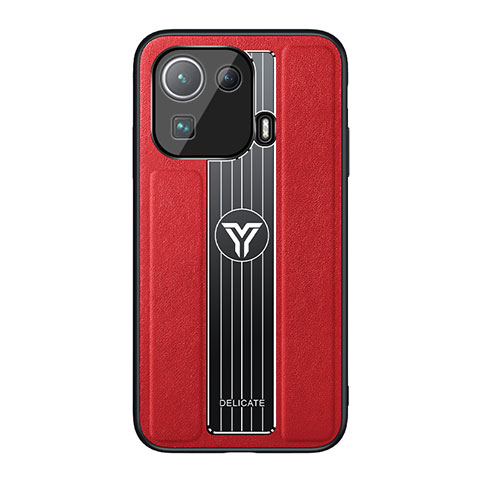 Funda Silicona Goma de Cuero Carcasa S01 para Xiaomi Mi 11 Pro 5G Rojo