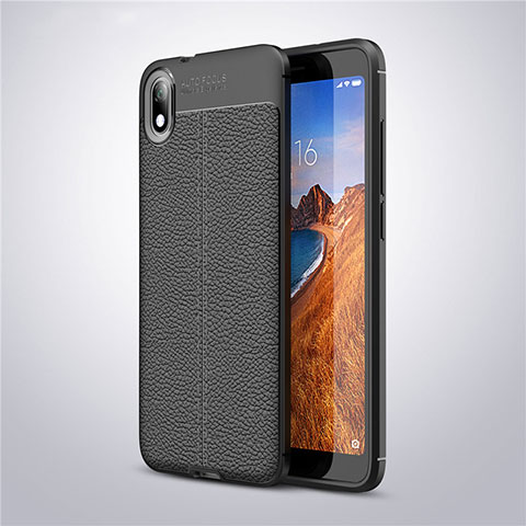 Funda Silicona Goma de Cuero Carcasa S01 para Xiaomi Redmi 7A Negro