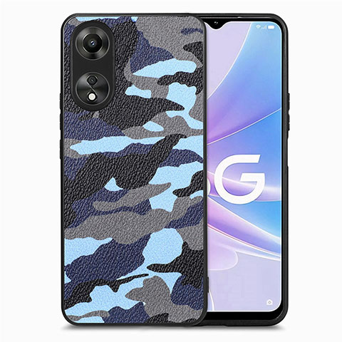 Funda Silicona Goma de Cuero Carcasa S01D para Oppo A78 5G Azul