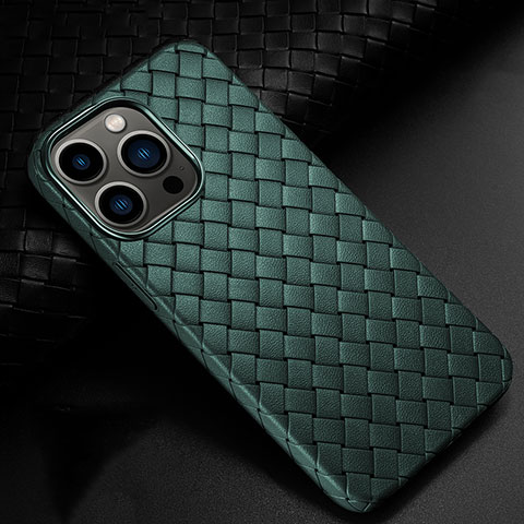 Funda Silicona Goma de Cuero Carcasa S02 para Apple iPhone 13 Pro Verde