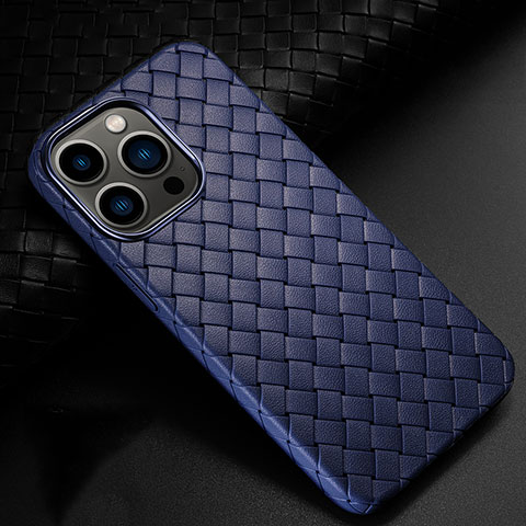 Funda Silicona Goma de Cuero Carcasa S02 para Apple iPhone 14 Pro Azul