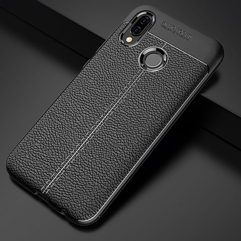 Funda Silicona Goma de Cuero Carcasa S02 para Huawei P20 Lite Negro