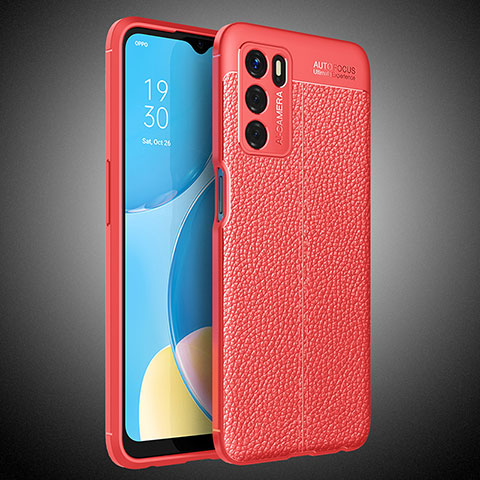 Funda Silicona Goma de Cuero Carcasa S02 para Oppo A16 Rojo