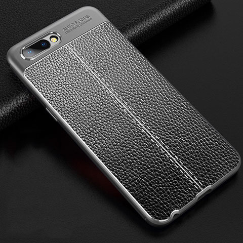 Funda Silicona Goma de Cuero Carcasa S02 para Oppo A5 Gris