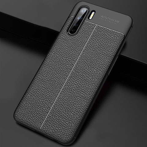 Funda Silicona Goma de Cuero Carcasa S02 para Oppo A91 Negro