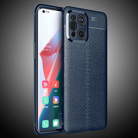 Funda Silicona Goma de Cuero Carcasa S02 para Oppo Find X3 Pro 5G Azul