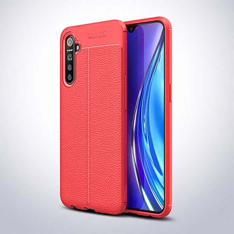 Funda Silicona Goma de Cuero Carcasa S02 para Oppo K5 Rojo