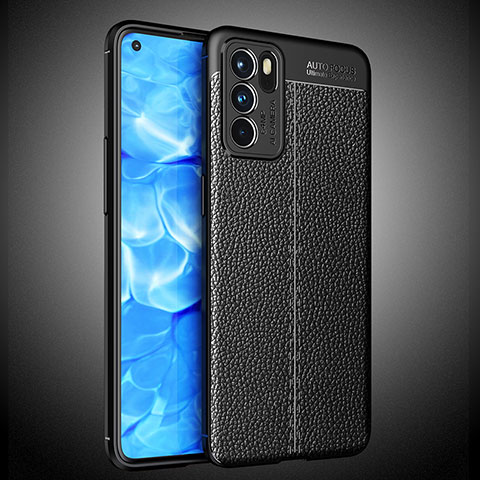 Funda Silicona Goma de Cuero Carcasa S02 para Oppo Reno6 5G Negro