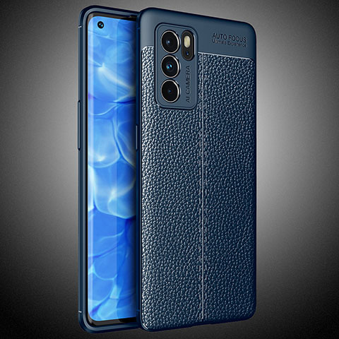 Funda Silicona Goma de Cuero Carcasa S02 para Oppo Reno6 Pro 5G India Azul