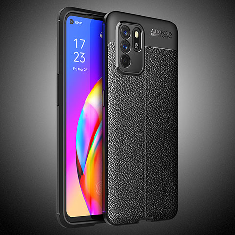 Funda Silicona Goma de Cuero Carcasa S02 para Oppo Reno6 Z 5G Negro