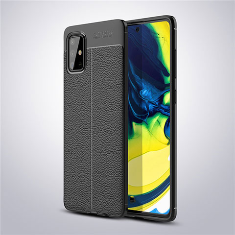 Funda Silicona Goma de Cuero Carcasa S02 para Samsung Galaxy A71 4G A715 Negro