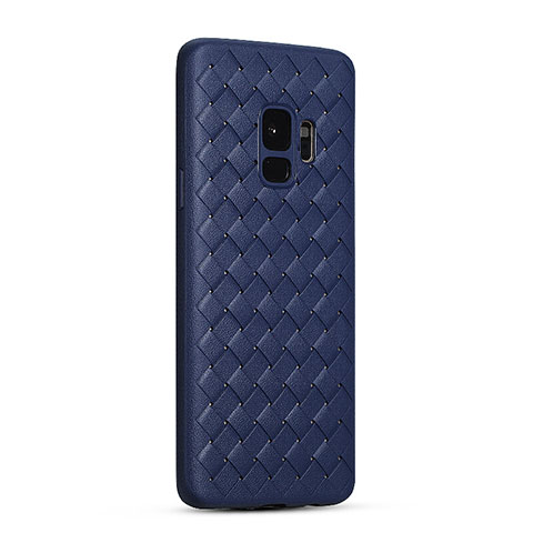 Funda Silicona Goma de Cuero Carcasa S02 para Samsung Galaxy S9 Azul