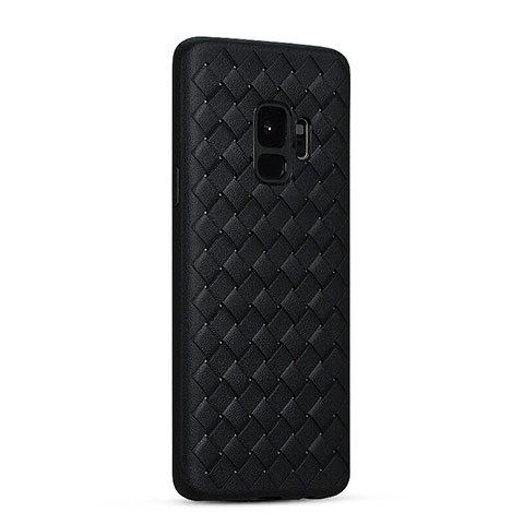 Funda Silicona Goma de Cuero Carcasa S02 para Samsung Galaxy S9 Negro