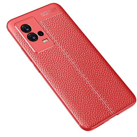 Funda Silicona Goma de Cuero Carcasa S02 para Vivo iQOO 8 5G Rojo