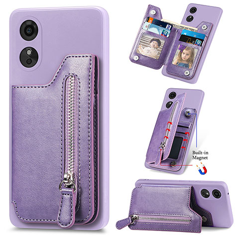 Funda Silicona Goma de Cuero Carcasa S02D para Oppo A17 Morado