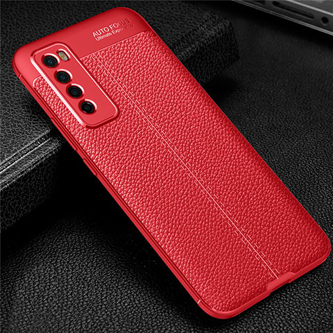 Funda Silicona Goma de Cuero Carcasa S03 para Huawei Nova 7 5G Rojo